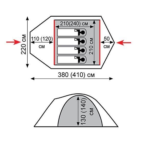 Намет двошаровий тримісний Tramp Mountain 3 V2 TRT-023 Сірий (iz00057) iz00057 фото