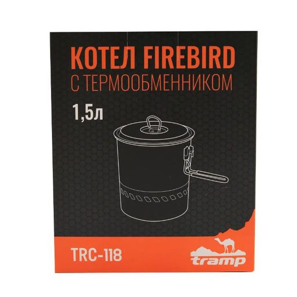 Походный котелок Tramp TRC-118 с крышкой и теплообменником 1,5 л Серый iz12825 фото