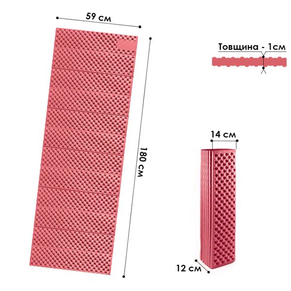 Туристический складной коврик-каремат Shanpeng Lesko 180 х 59 х 1 см Red 7224-27242 фото